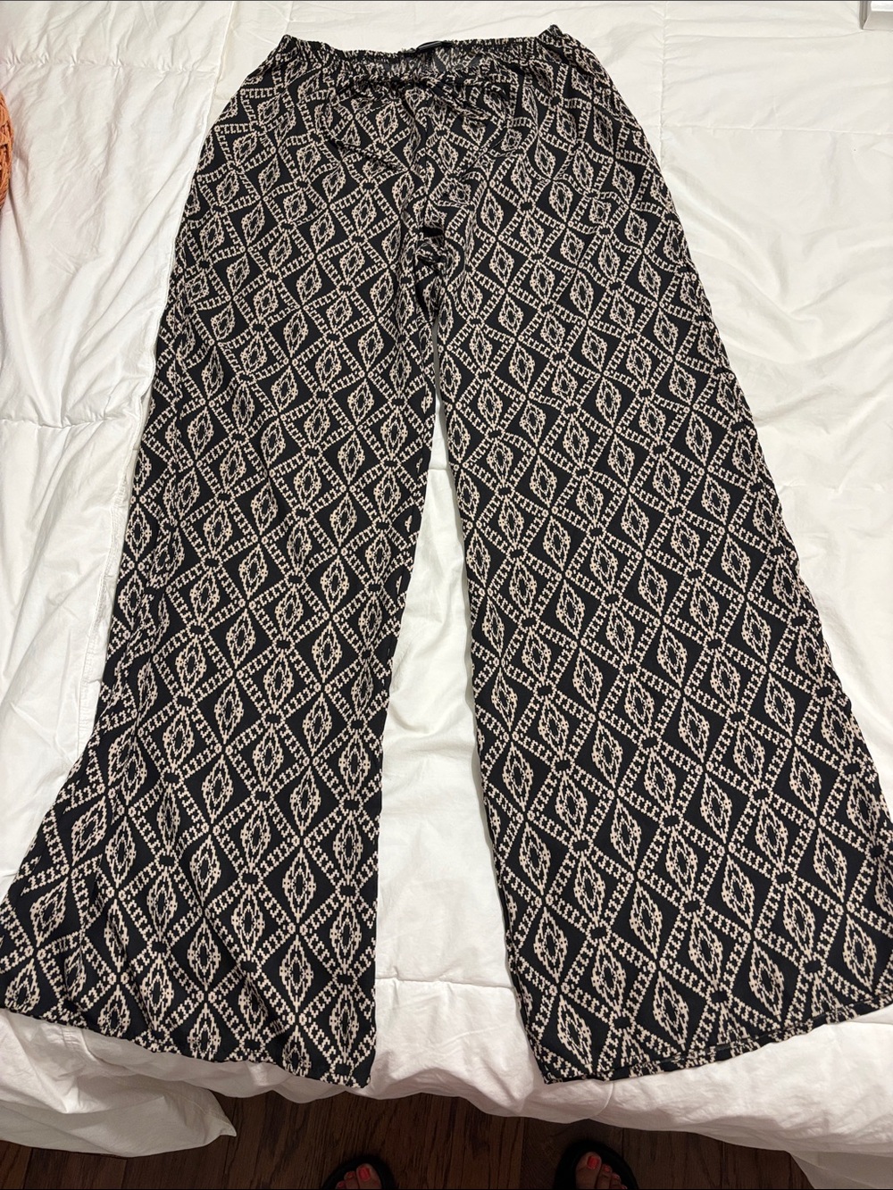 See You Monday Black and Beige Patterned Pants